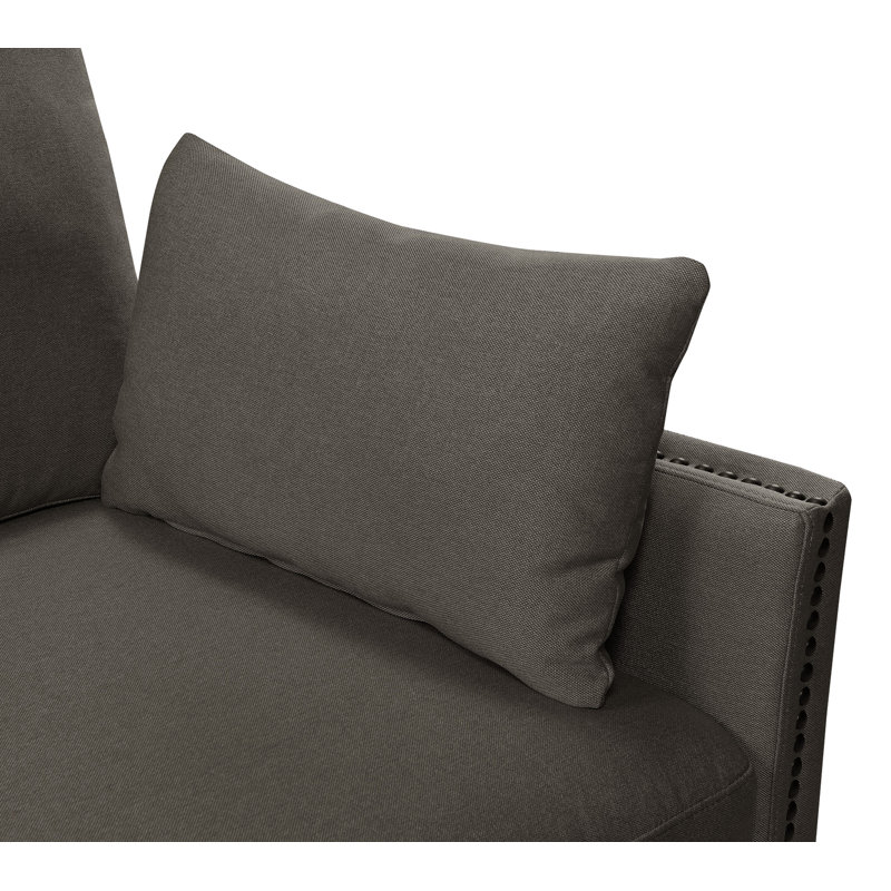 Canapé à accoudoirs carrés 75 po Elle Decor Bella, Gris