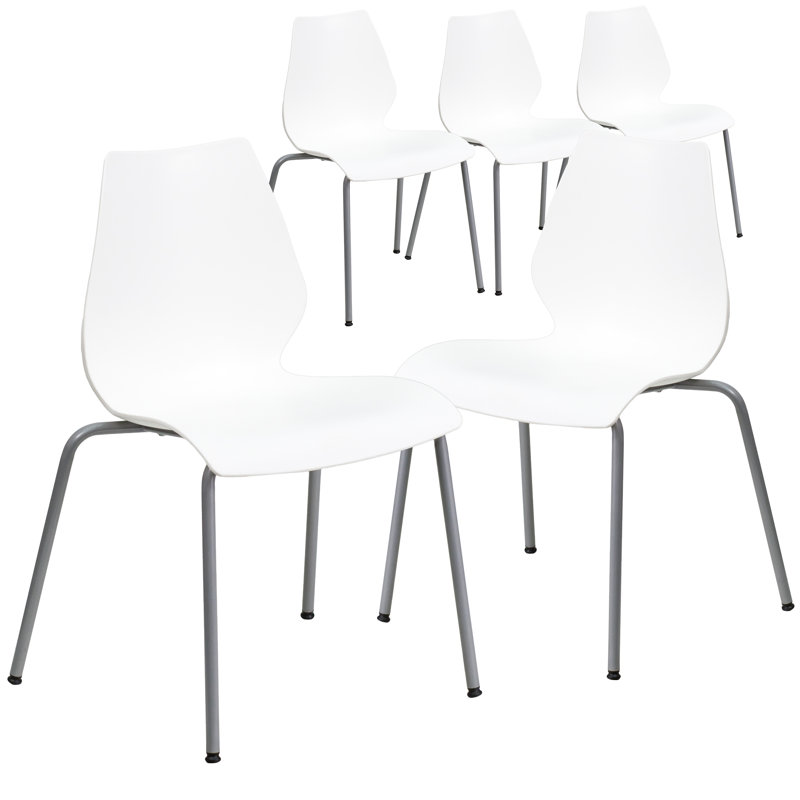 Chaises de vestibule empilables en plastique Oliverson, Blanc