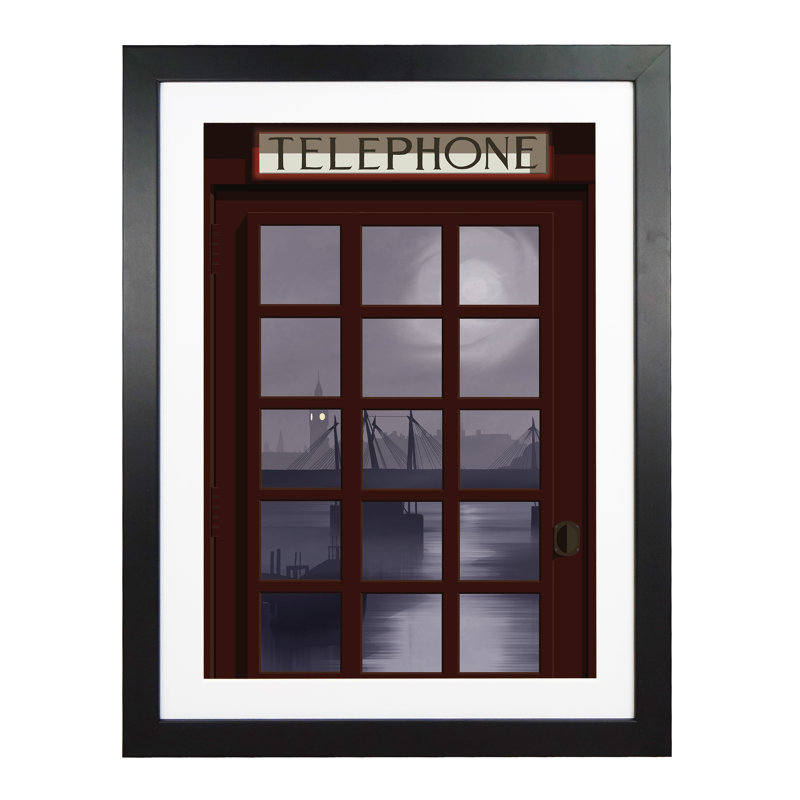 London Telephone Box 10 - Print, Black Framed, 50cm H x 40cm W x 3cm D