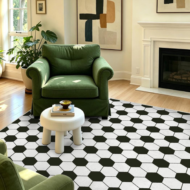 Tapis d'intérieur blanc lavable à la machine avec ballon de football, Rectangle 55" x 79"