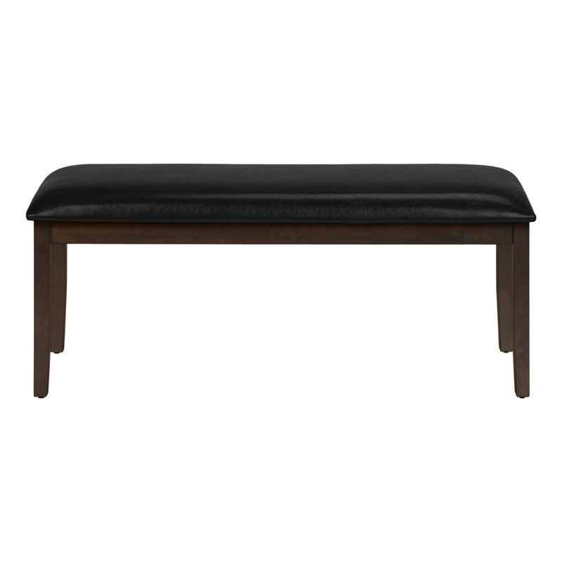 Banc, rectangulaire 48 po, salle à manger, couloir, entrée, revêtement, bois, bois massif brun, aspect cuir noir, transitionnel