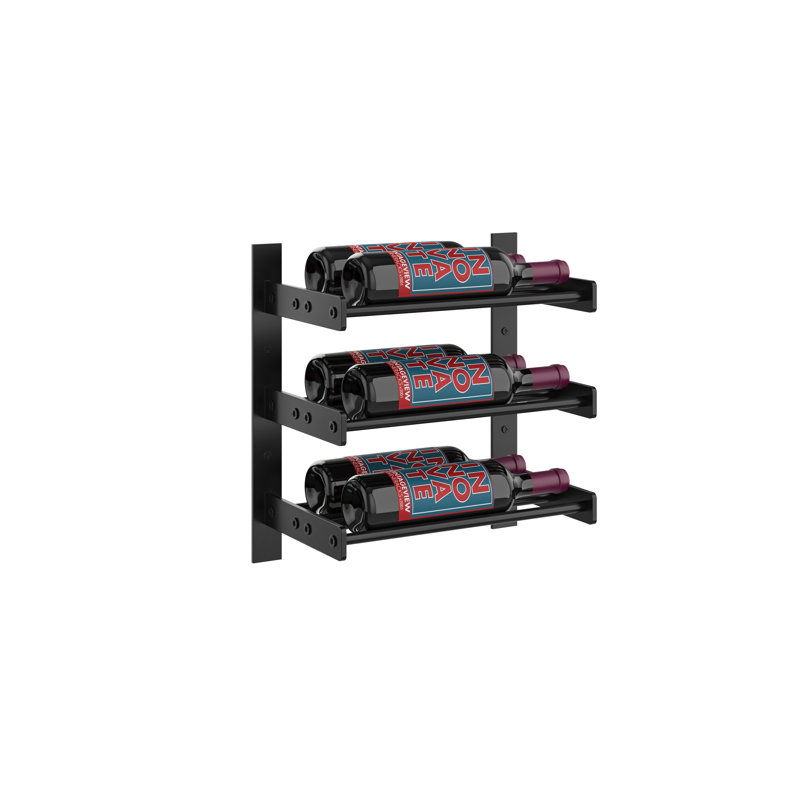 Abbie-Marie 6 Bottle Wall Mounted Wine Bottle Rack, Matte Black, 15" H x 14.75" W x 8.25" D