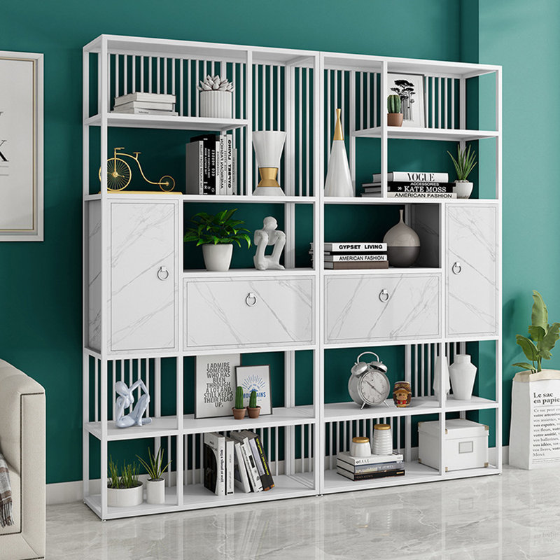 Bibliothèque moderne et minimaliste de style luxueux, (12 tablettes) H 70,87 po x l 94,49 po x P 11,81 p