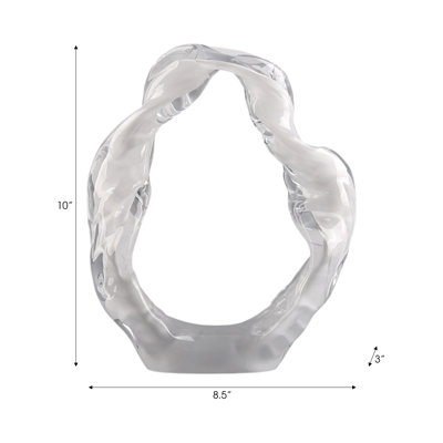 Modern Decorative Glass Sculpture For Table Styling - Elegant Object Decorations For Living Room Decor, Entryway, And Home Decor Accent - 10", White