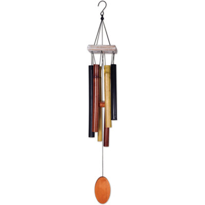 Rustic Multi-Toned Square Top Bamboo Wind Chime