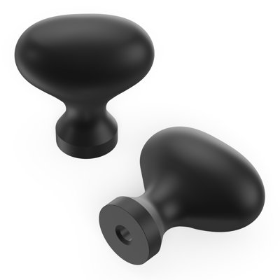 Williamsburg Collection Oval Knob - 1-1/4" x 13/16 " Cabinet Knob Matte Black - Farmhouse Hardware for Drawers & Cabinets