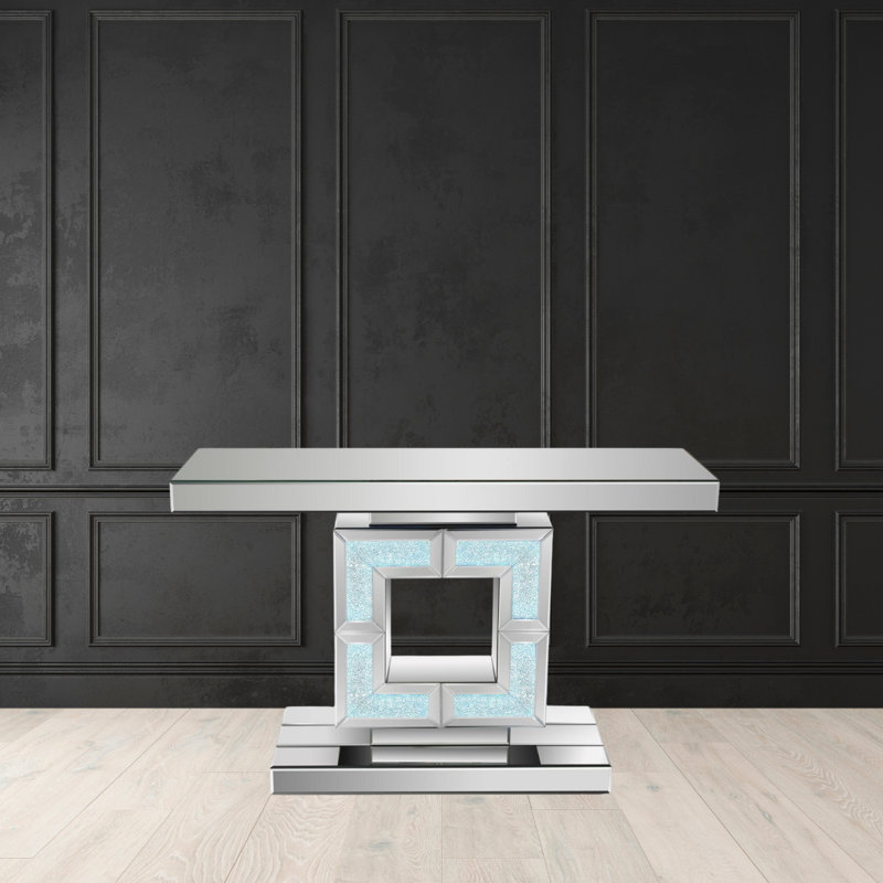 Console 48 po à miroir en diamant écrasé avec 7 couleurs RVB changeant de couleur