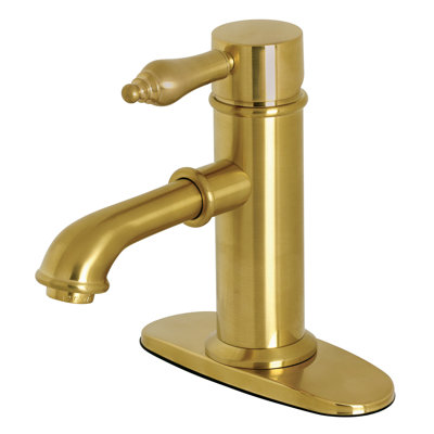 Kingston Brass Paris Single-Handle 1-Hole Deck Mount Bathroom Faucet with Brass Pop-Up