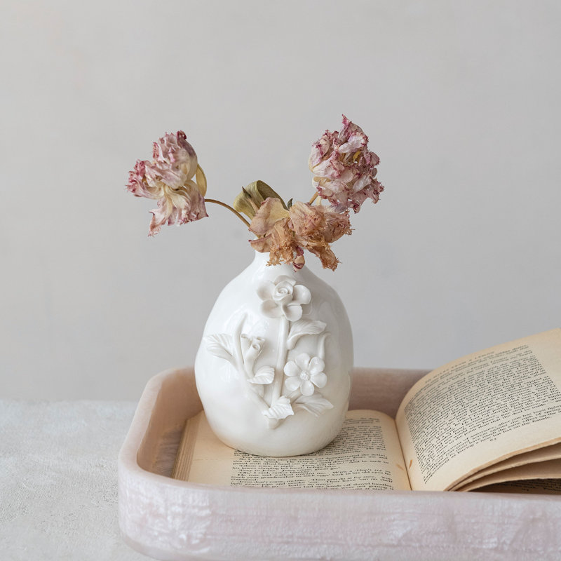 Vase en grès avec fleurs
