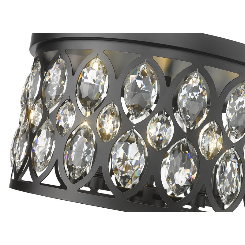 Plafonnier encastré en cristal Fredric, Noir mat