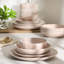 Ensemble d'assiettes et de bols Gibson Home Admiral, ensemble de vaisselle floral 16 pièces, ensemble de vaisselle en grès rose, assiettes à dîner, assiettes à salade, bols à pâtes et bols à céréales-130312561