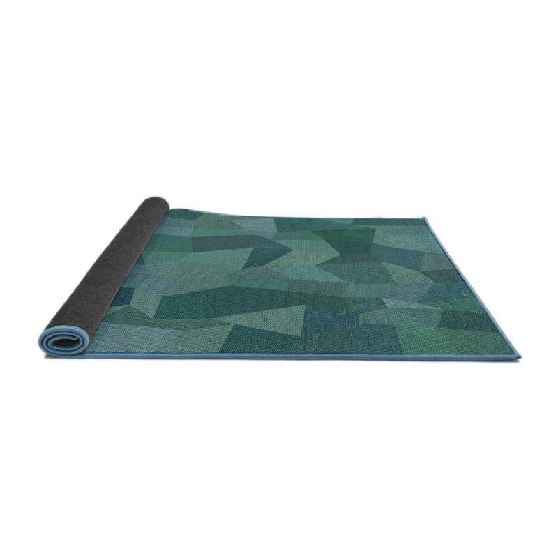 Tapis vert/gris à motif sea, Rond 5 pi
