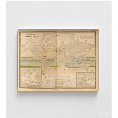 Air Currents Of The World By Vintage Maps, Antique World Map Poster Print, Air Currents Chart Poster, Vinate World Map, Office Wall Art