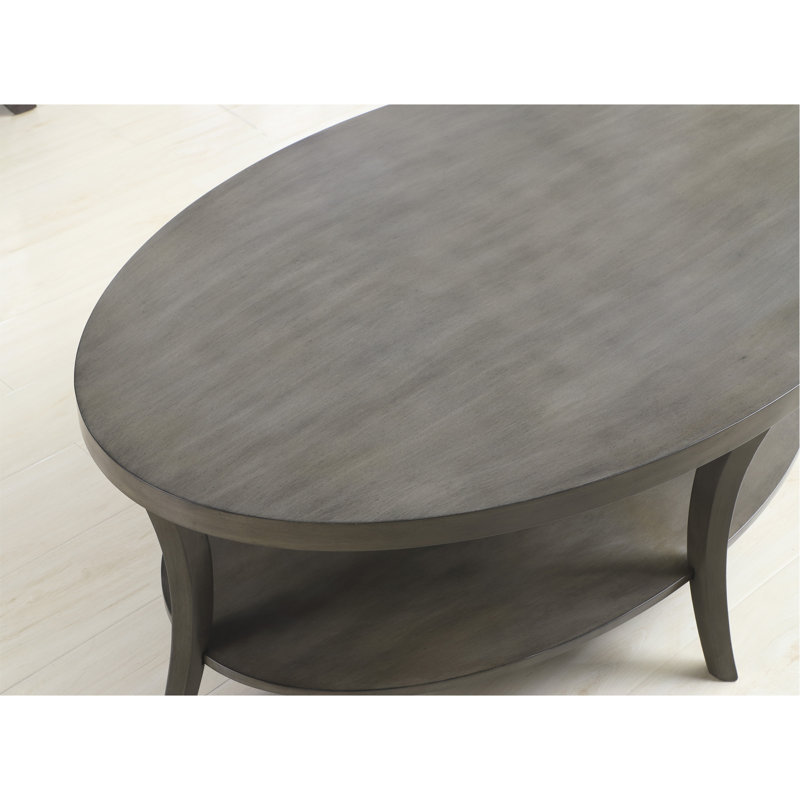 Contemporary Oval Shelf Coffee Table Set With Ample Display And Storage Space
