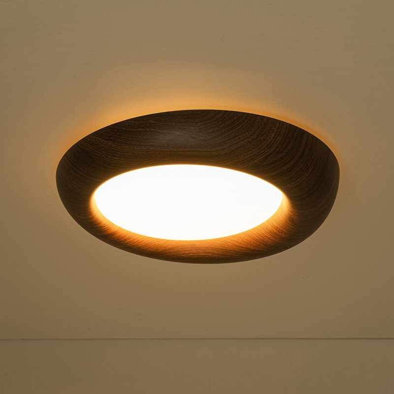 Dimmable LED Flush Mount Ceiling Light with 5CCT Selectable, Walnut