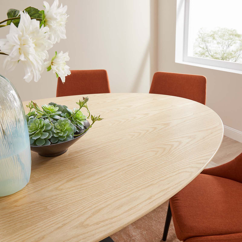 Silver Orchid Fein Oval Dining Table, 47" W x 78" L, Natural, Black