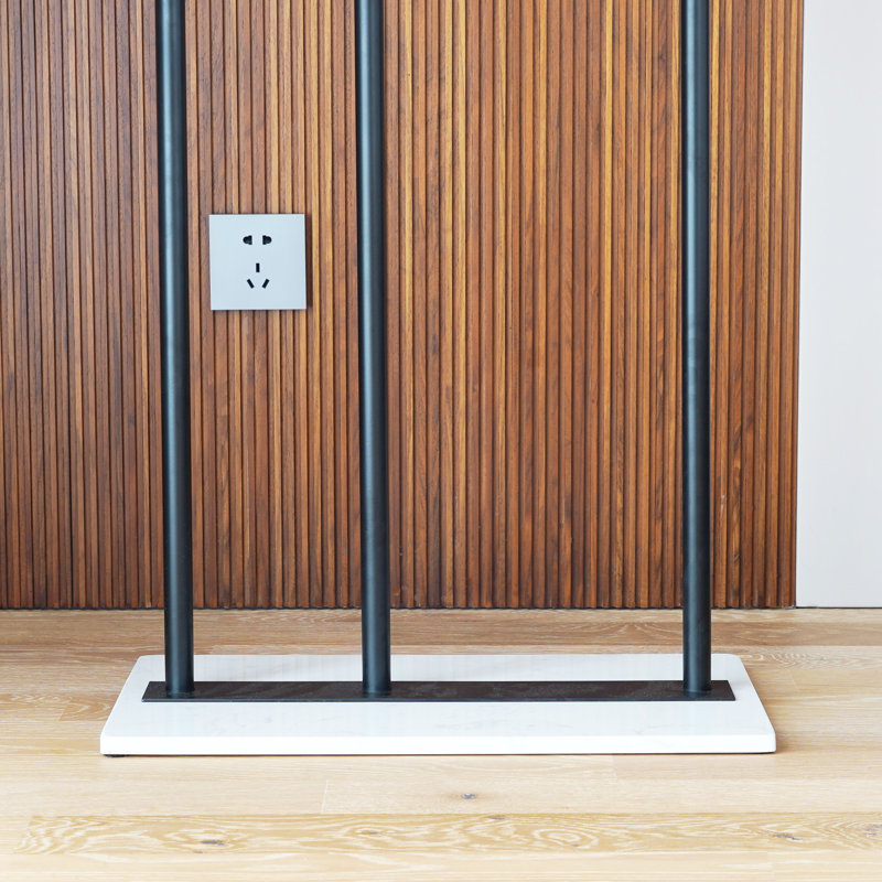 Eimie Steel 6 - Hook Freestanding Coat Rack with Weighted Marble Base, Black