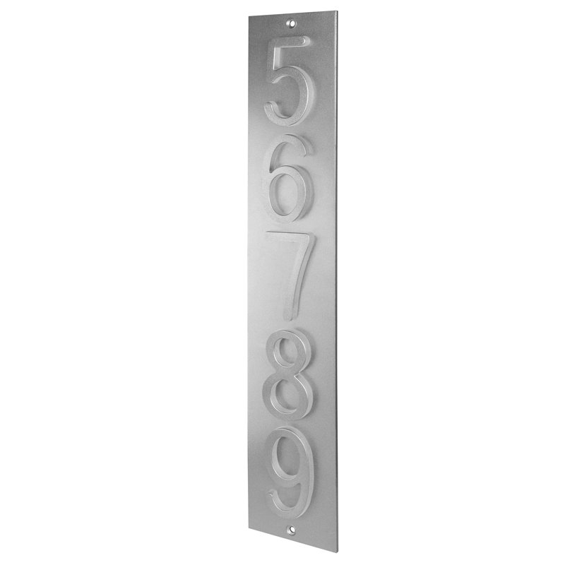 Plaque d'adresse verticale en aluminium Royal Shade, Argent argent, Oui, Argent argent