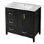 Meuble-lavabo 36 po avec lavabo, une armoire avec portes à fermeture douce, 4 tiroirs à fermeture douce, poignées en métal, noir-116234479
