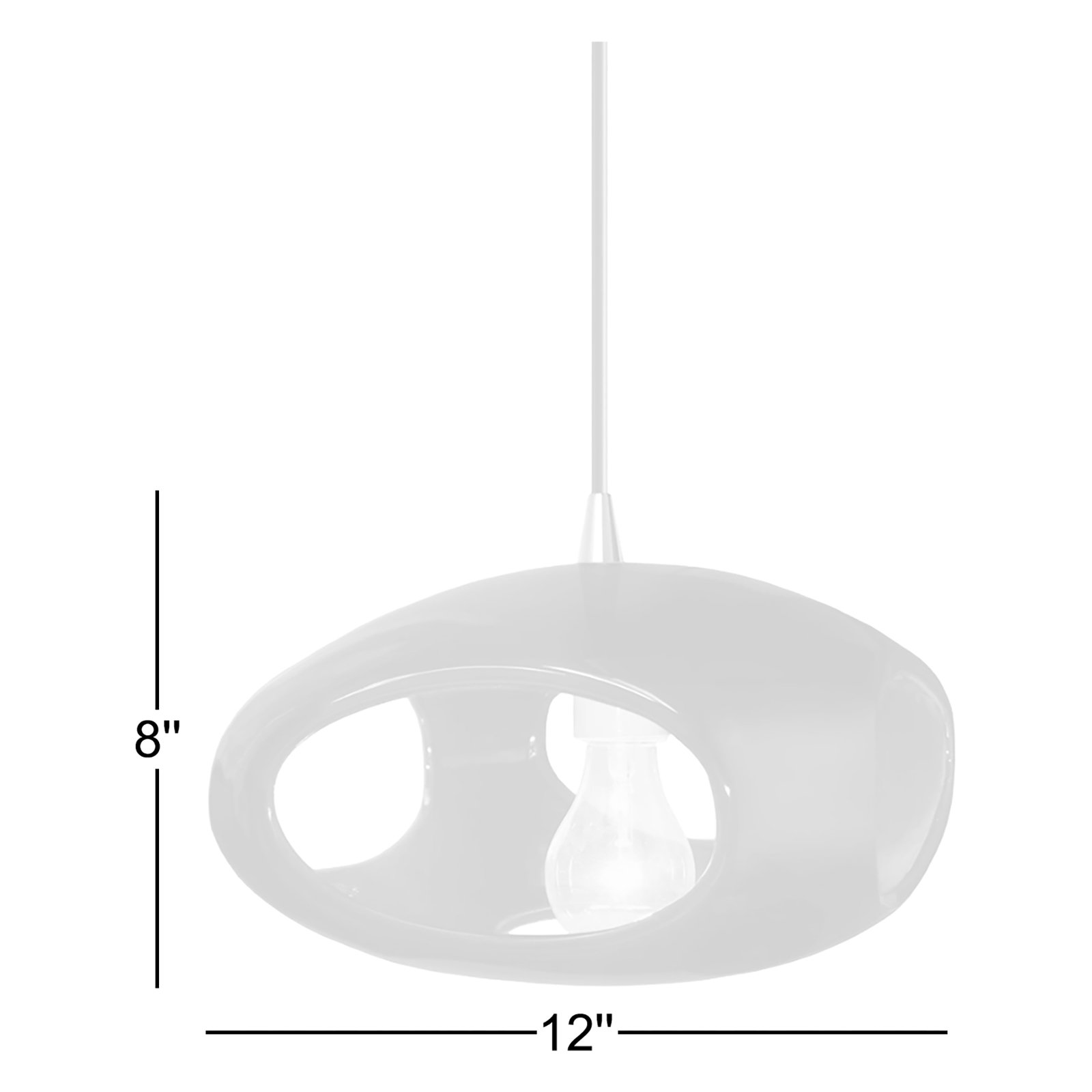 Logan Single Light Ceramic Dimmable Pendant, Polished Chrome, Gloss Black
