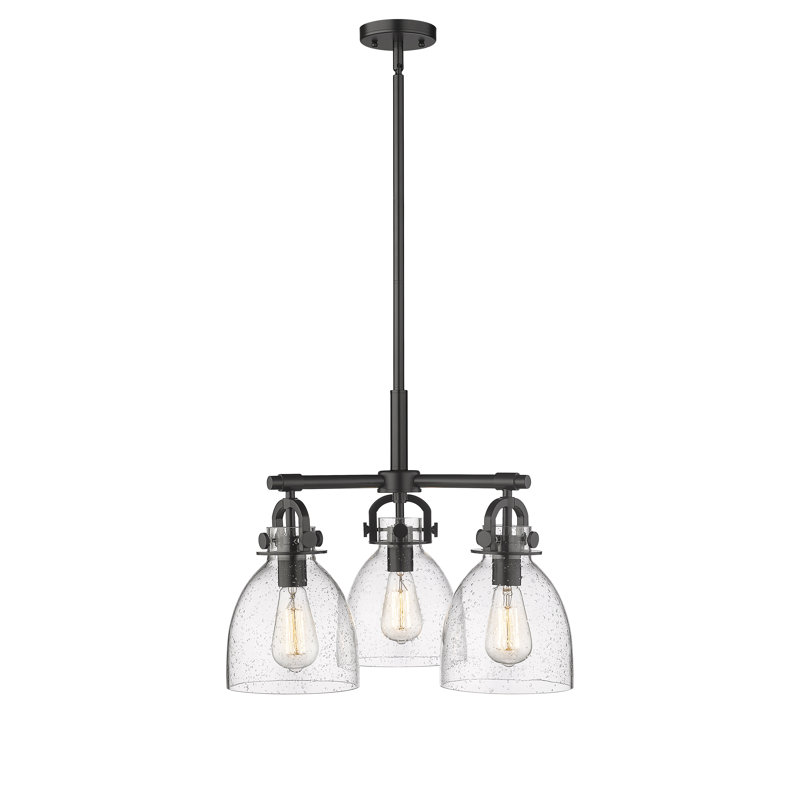 Luminaire suspendu sur tige 7 lumières Sloatsburg, Bullé, Noir mat