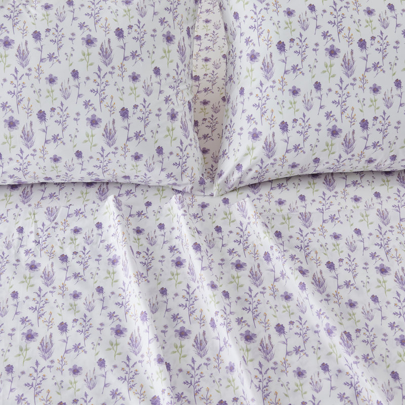 Lavender Floral Twin Microfiber Sheet Set