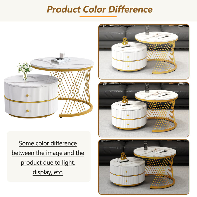 Trestle Coffee Table with Storage, Gold