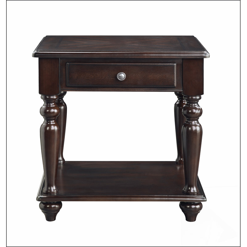 Modern Traditional Style End Table with Drawer and Bottom Shelf Espresso Finish Living Room Furniture 1pc