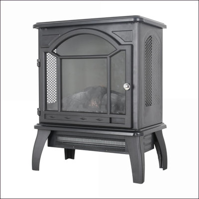 Electric Fireplace Stove with 3D Flame & Remote Control | Freestanding | Antique Black