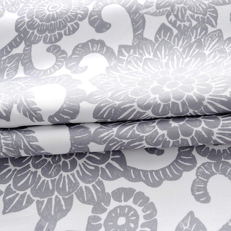 Cantonnière florale sur mesure 52 po, gris