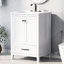Meuble-lavabo de 24 po avec lavabo en céramique, base et bois massif, armoire à glissière, meuble-lavabo blanc élégant, tableau, robinet de lavabo, rangement spacieux