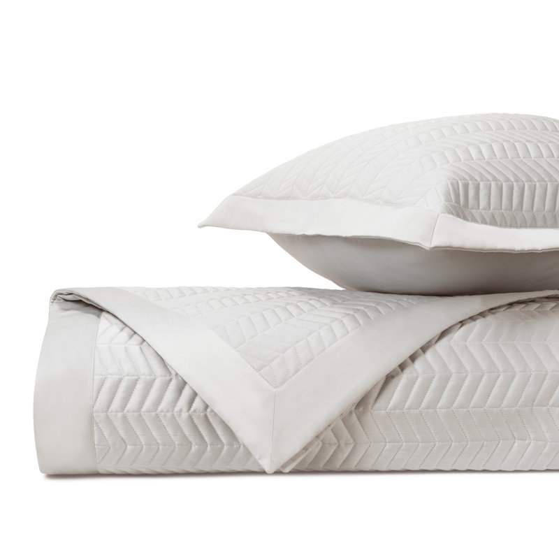 Chester Quilted Sateen Coverlet Set, Oyster, Full/Double Coverlet + 2 Standard Shams 