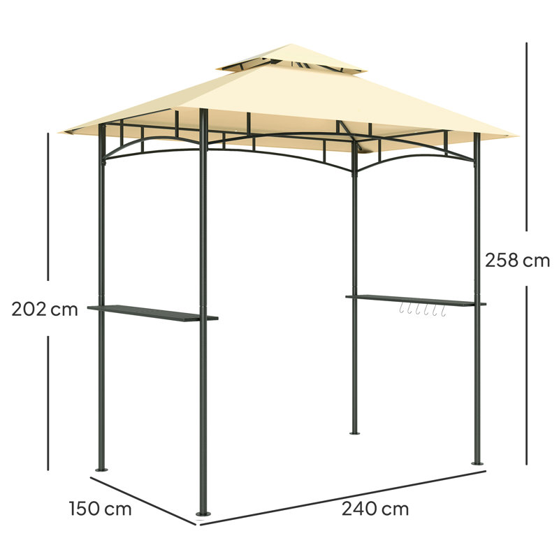 Grill 20 Ft. W x 12.5 Ft. D Galvanised Steel Soft-top Gazebo, Beige