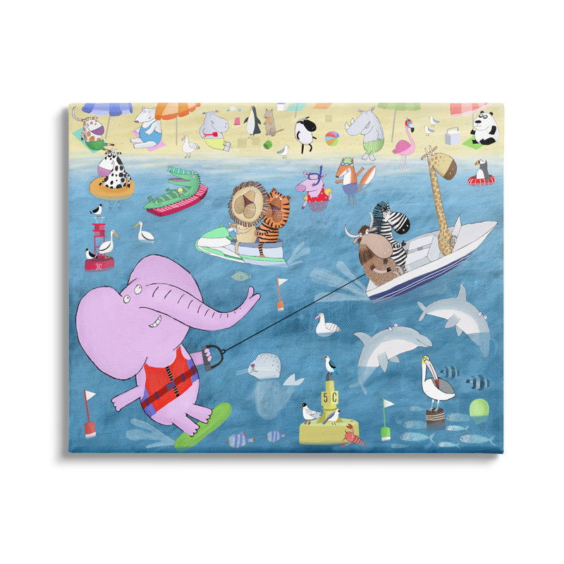 «Beach Sports Animals On Canvas» par Carla Daly, reproduction, H 24 po x l 30 po x P 1,5 po