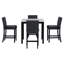 Ensemble de salle à manger 5 pièces avec table haute, comprenant une table à manger avec dessus en faux marbre et quatre chaises recouvertes de velours, noir.-612468770