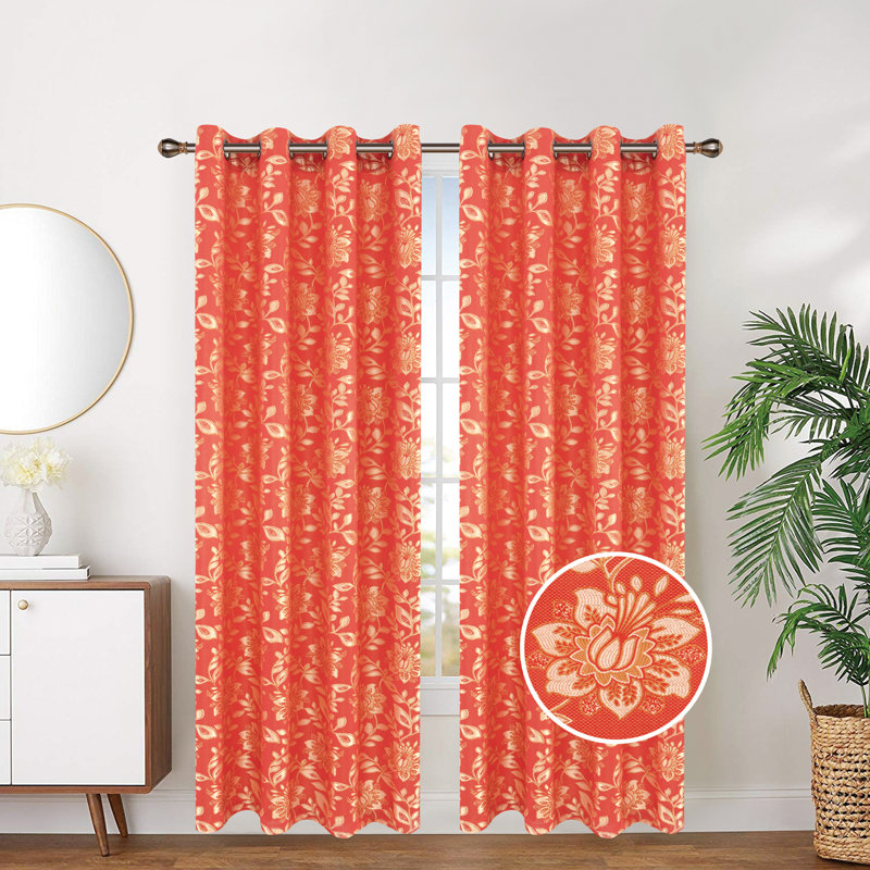 Panneau de rideau obscurcissant floral, Rouge