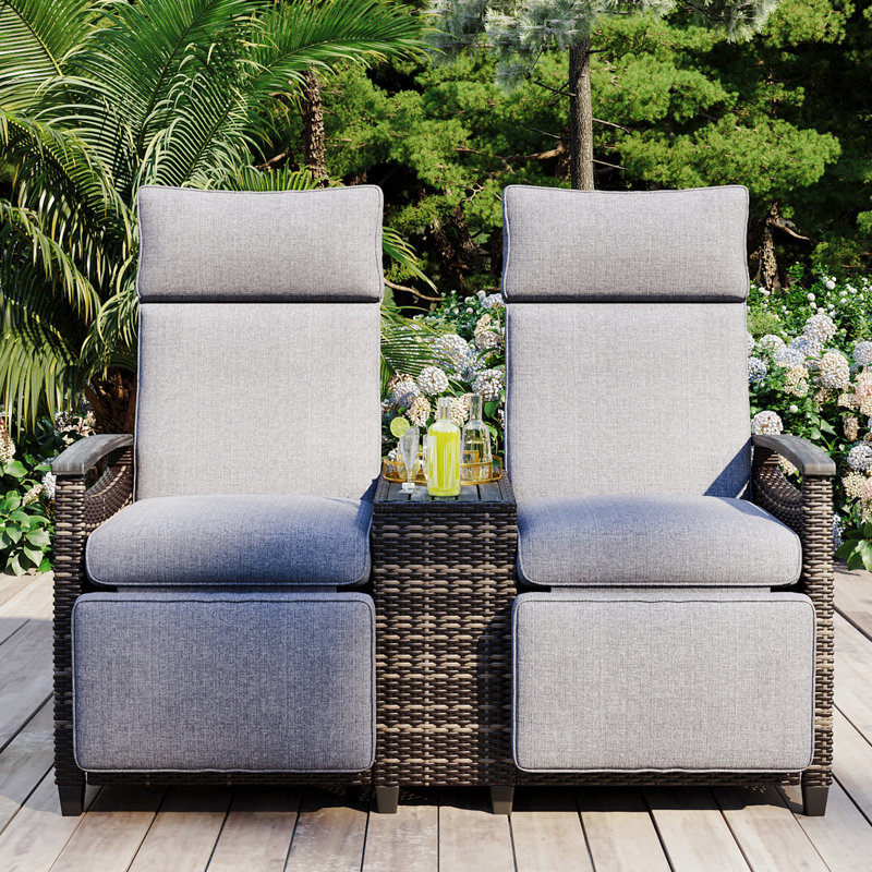 Chaise de patio avec angle réglable et sièges confortables - utilisation extérieure à long terme, coussins, housse, convient au jardin de balcon