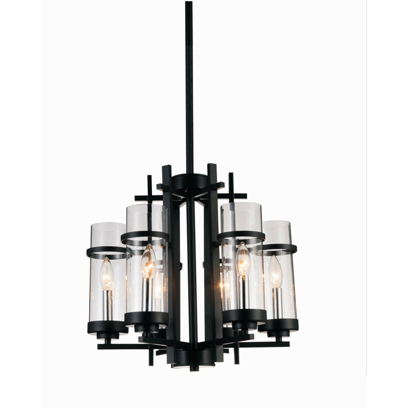 Maren 6 Light Black Chandelier, 18-Inch Modern Ceiling Light Fixture for Dining Room or Kitchen, 89" H x 18" W x 18" D