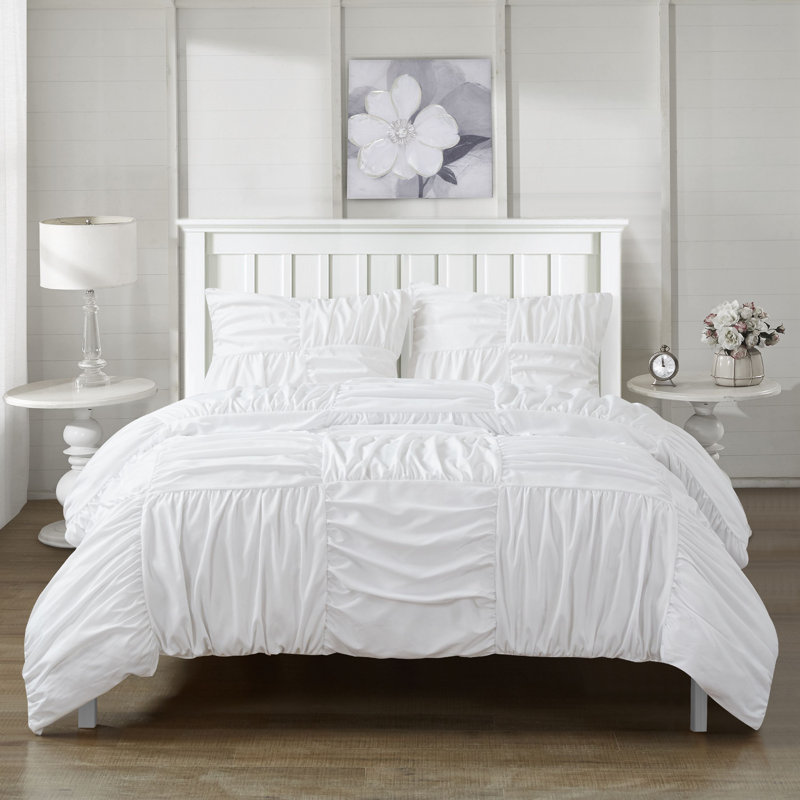 Machine Woven Duvet Cover, White, Queen Duvet Cover + 2 Shams