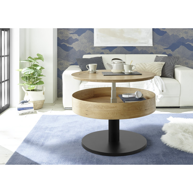Floor Shelf Coffee Table with Storage, 47cm H x 75cm L x 75cm W, Black
