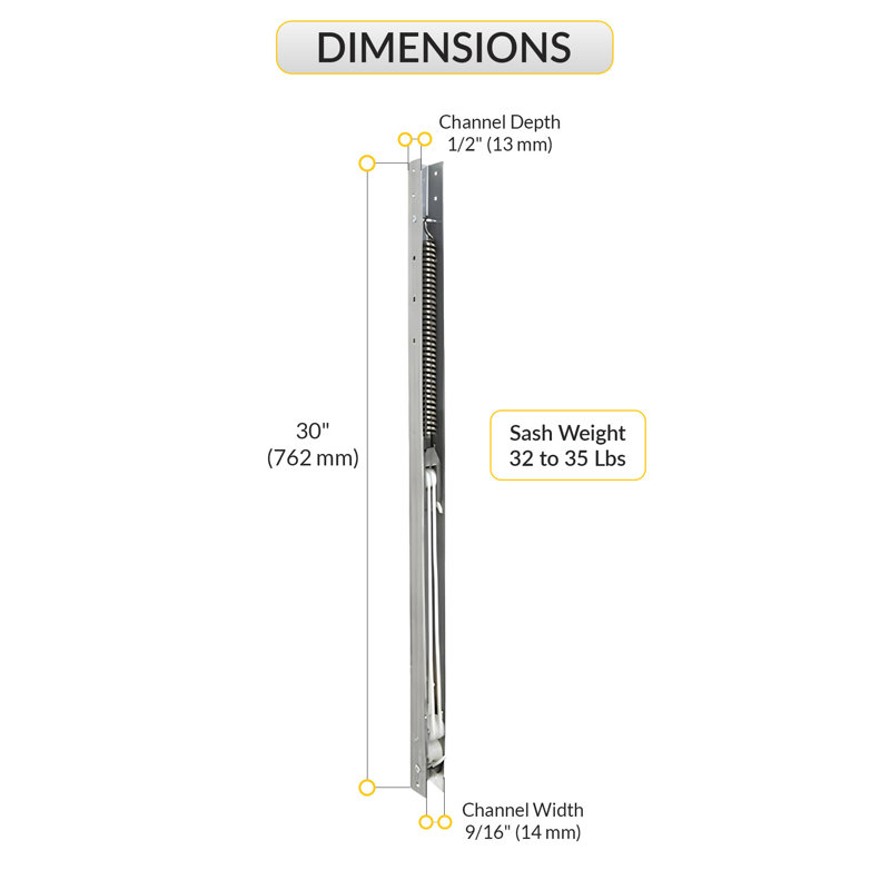 8D8CD35E7F494362905CA01E43A0FC85 Équilibre de canal de fenêtre 32 à 35 lb Poids de la ceinture 30 po sans guide de ceinture en aluminium