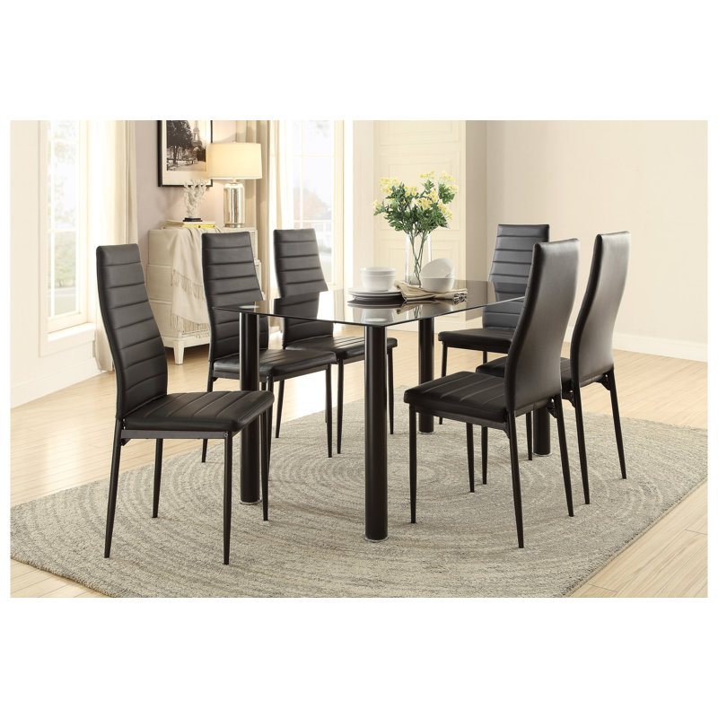 Ranulph 6 - Person Four Leg Dining Set, Black, 7 Piece