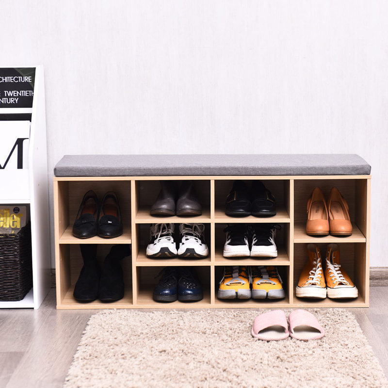 10 Pair Shoe Storage Bench, Natural