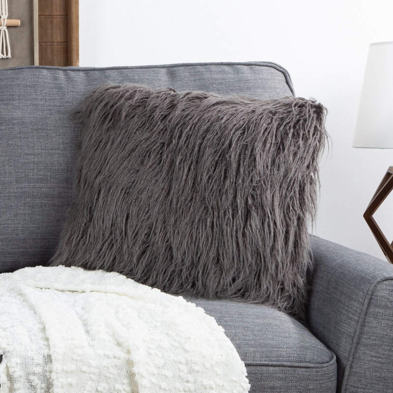 Reversible Pillow Cover, 22" x 22", Polyester, Gray