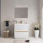 Meuble-lavabo autoportant avec lavabo, meuble-lavabo avec comptoir en résine de pierre et tiroirs à fermeture en douceur, blanc brillant