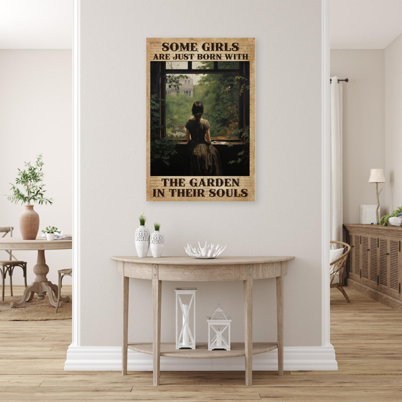 " Girls Just Born With The Garden 1 - 1 Piece Rectangle Graphic Art Print On Wrapped Canvas ", L 24 po x H 36 po