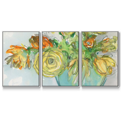 " Spring Floral Accent I " 3 - Pieces