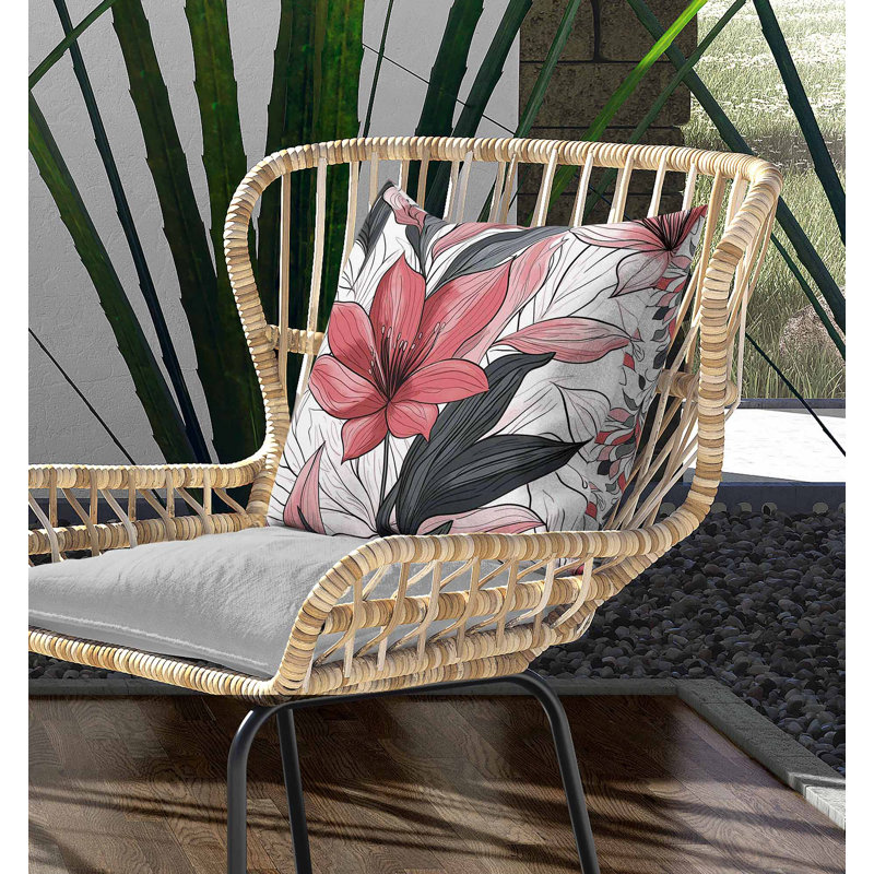 Painted Desert Flora intérieur / extérieur 20 x 20, Square 20", Rose / Gris