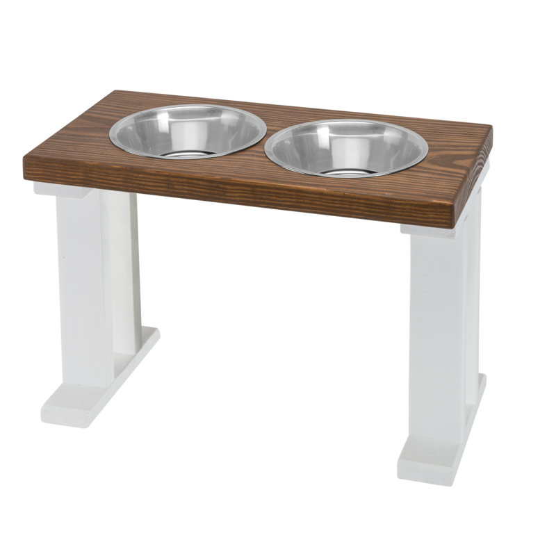 Elevated Feeder, White/Chestnut, Large (16")