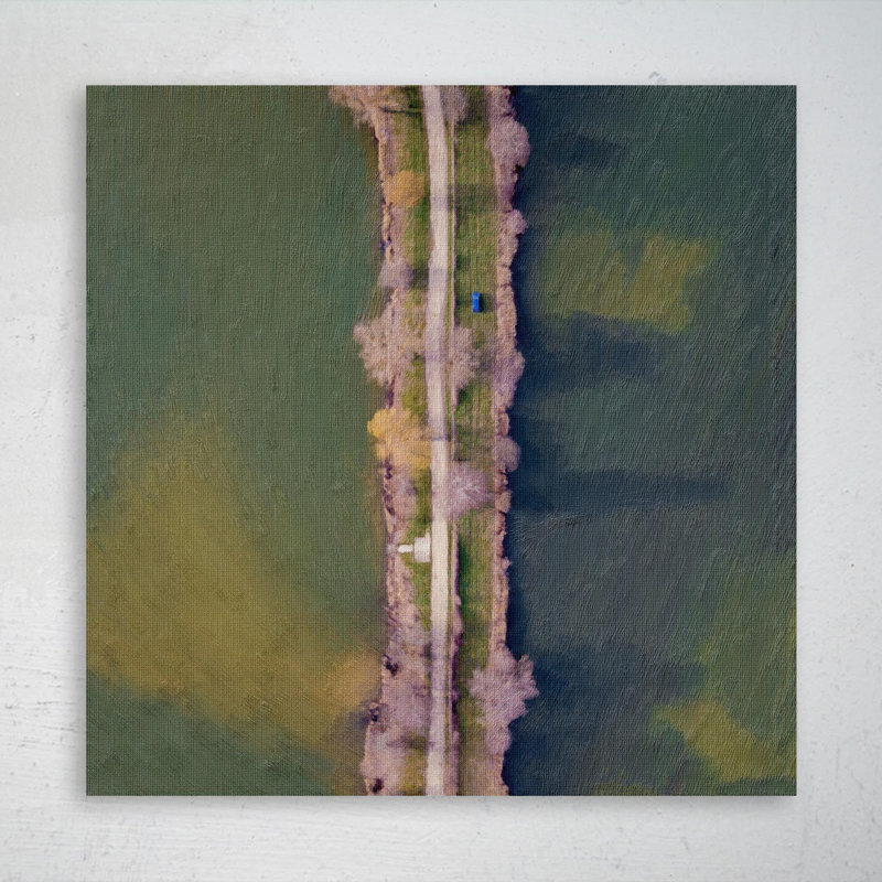 Arbre vert et brun sur l'eau - 1 pièce, impression sur toile tendue, H 32 po x l 32 po